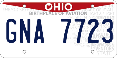OH license plate GNA7723