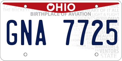 OH license plate GNA7725