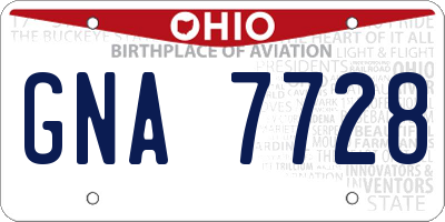OH license plate GNA7728