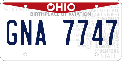 OH license plate GNA7747