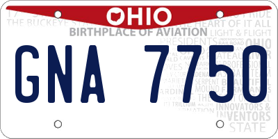 OH license plate GNA7750