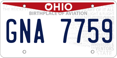 OH license plate GNA7759