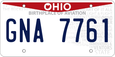 OH license plate GNA7761
