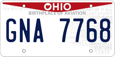 OH license plate GNA7768