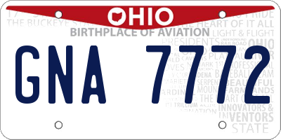 OH license plate GNA7772