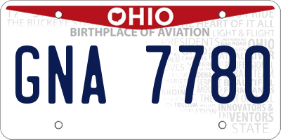 OH license plate GNA7780