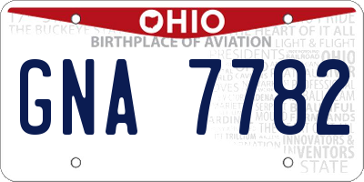 OH license plate GNA7782