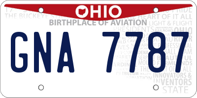 OH license plate GNA7787