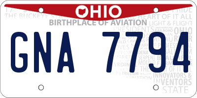 OH license plate GNA7794