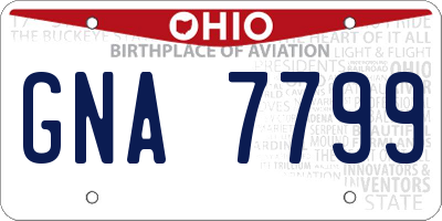 OH license plate GNA7799