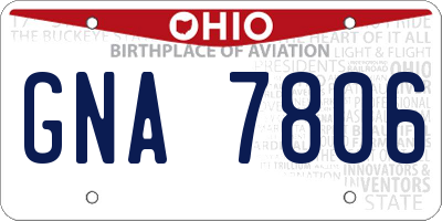 OH license plate GNA7806