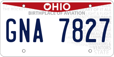 OH license plate GNA7827