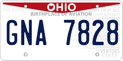 OH license plate GNA7828