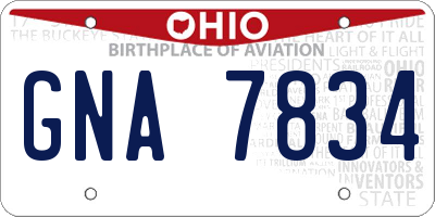 OH license plate GNA7834