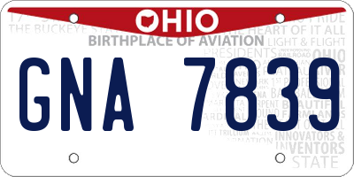 OH license plate GNA7839