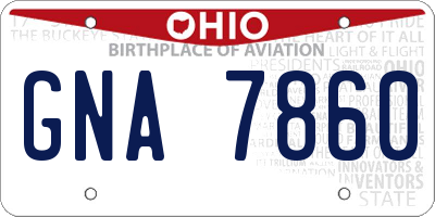 OH license plate GNA7860