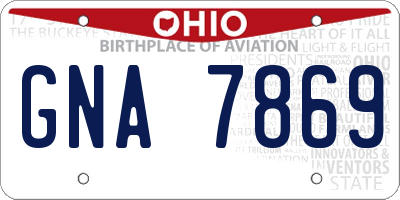 OH license plate GNA7869