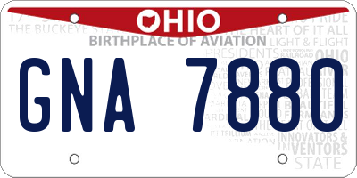 OH license plate GNA7880