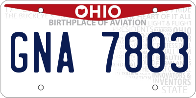 OH license plate GNA7883