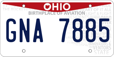 OH license plate GNA7885