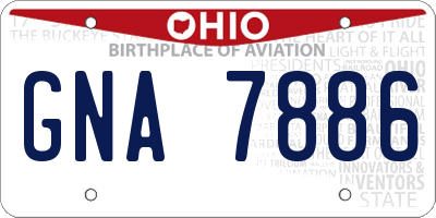 OH license plate GNA7886