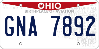 OH license plate GNA7892