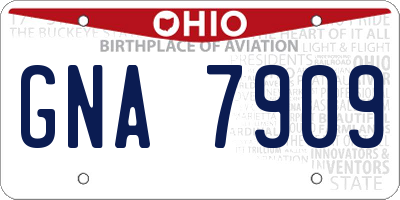 OH license plate GNA7909