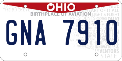 OH license plate GNA7910