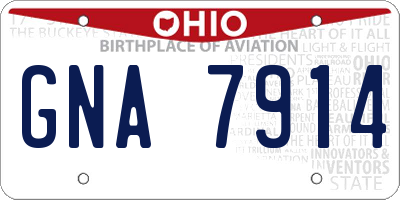 OH license plate GNA7914