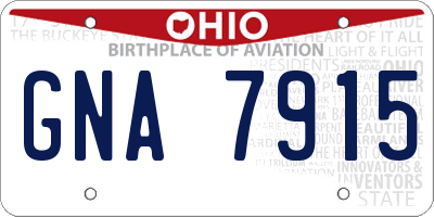 OH license plate GNA7915
