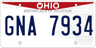 OH license plate GNA7934