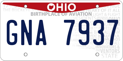 OH license plate GNA7937