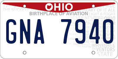 OH license plate GNA7940