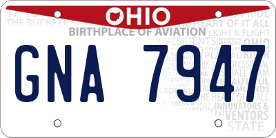 OH license plate GNA7947