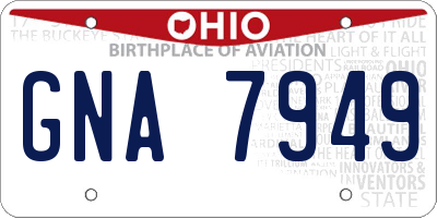OH license plate GNA7949