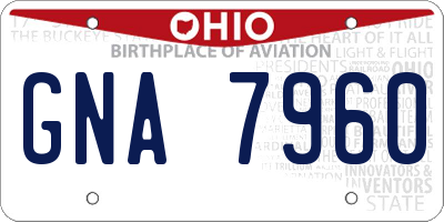 OH license plate GNA7960