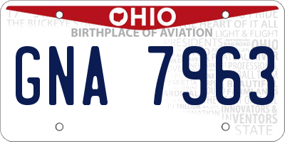 OH license plate GNA7963