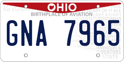 OH license plate GNA7965