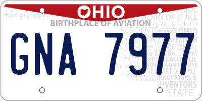 OH license plate GNA7977