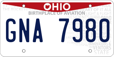 OH license plate GNA7980