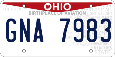 OH license plate GNA7983