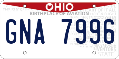 OH license plate GNA7996