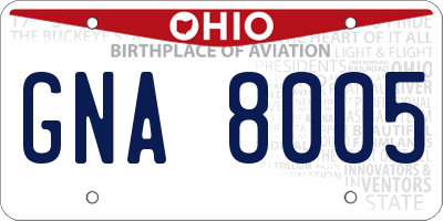 OH license plate GNA8005