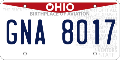 OH license plate GNA8017