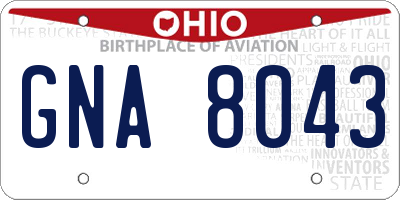 OH license plate GNA8043