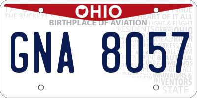 OH license plate GNA8057
