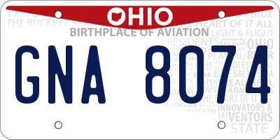 OH license plate GNA8074