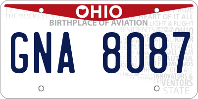 OH license plate GNA8087