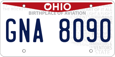 OH license plate GNA8090