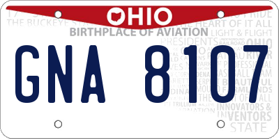 OH license plate GNA8107